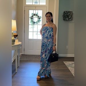 NWT - Jumpsuit Pleaded Style Garterized Back in Abstract Print